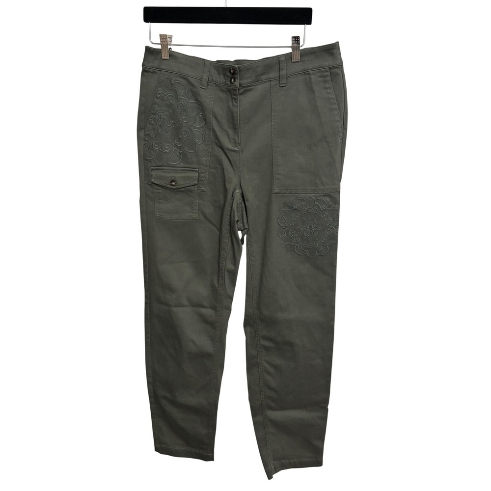NEW J.Jill | Carawy Emp Khaki Green Comfy High Rise Cargo Pants Sz16T